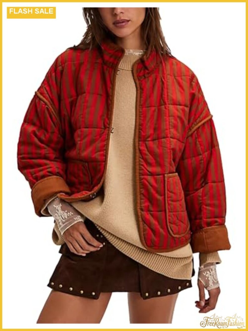 Women's Cropped Floral Quilted Puffer Jacket Lightweight Open Front